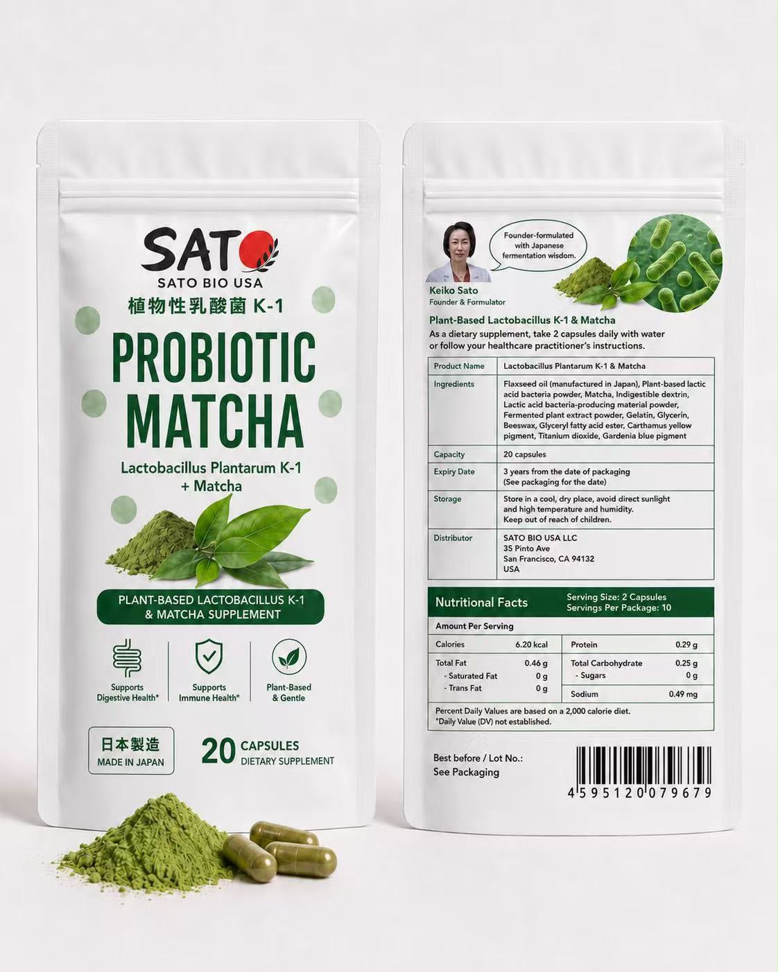 SATO PROBIOTIC MATCHA (Lactobacillus Plantarum K-1 & Matcha)